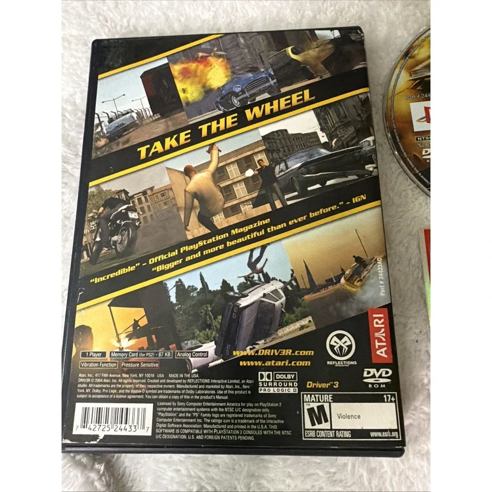 Driver 3 Playstation 2 Black Label PS2 Unused Atari Decal Stickers Complete CIB